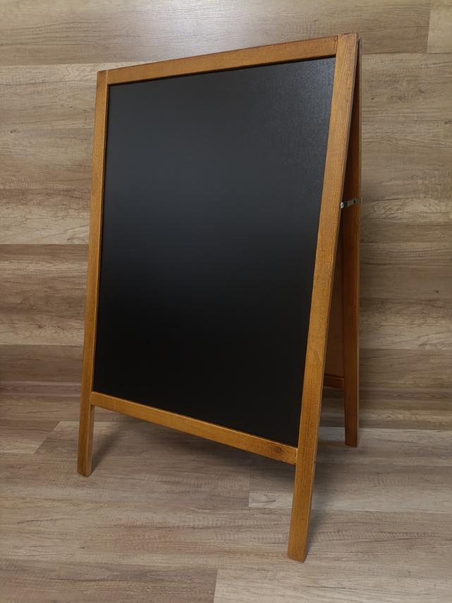 Штендер крейдяний двосторонній 110х68 см, крейдяна дошка, дерев'яний рекламний щіт, мимохід, спотикач, світло-коричневий, (Svск)