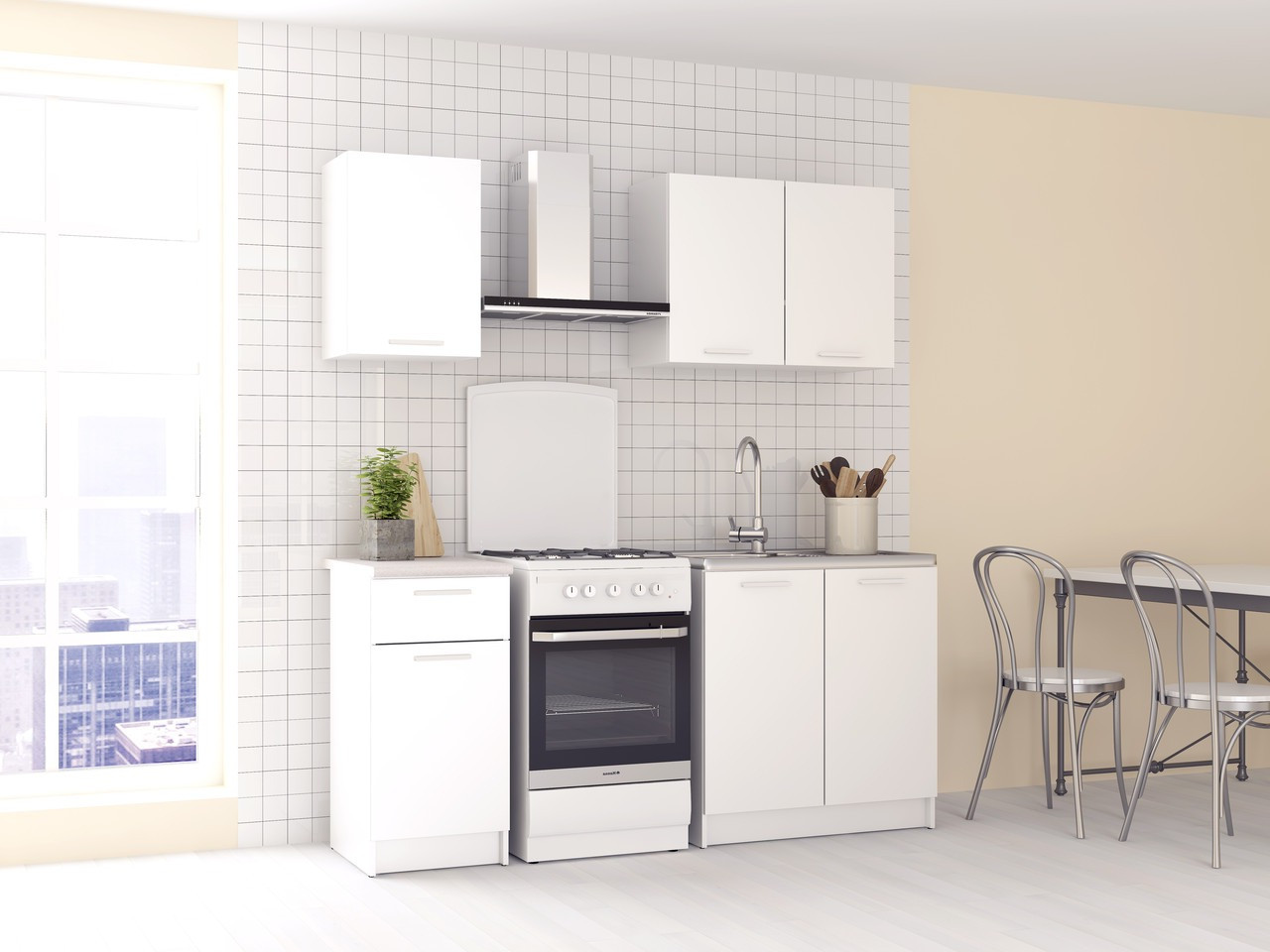 Модульна кухня шириною 1.2 м з підлоговою тумбою під мийку Кухонні меблі з Ламінованого ДСП 15041, фото 1