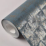 Шпалери вінілові 0.53 × 10.05 м Marburg 30827, сині з золотим візерунком для спальні, вітальні, кабінету, фото 4