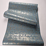 Шпалери вінілові 0.53 × 10.05 м Marburg 30827, сині з золотим візерунком для спальні, вітальні, кабінету, фото 2