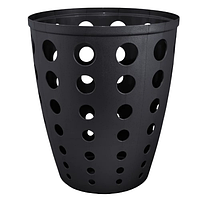 Корзина для сміття пластикова 13,5 л "Євро" в кружечки чорна