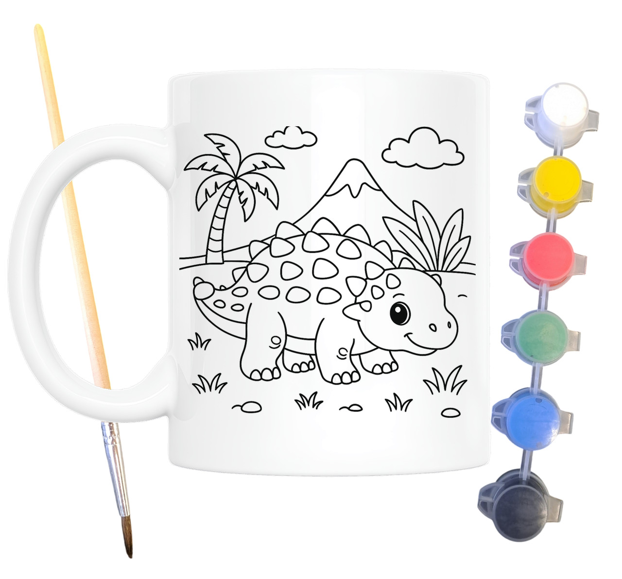 Набір для творчості кружка розмальовка Динозавр 330 мл біла (КР0158), фото 1