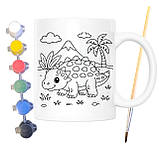 Набір для творчості кружка розмальовка Динозавр 330 мл біла (КР0158), фото 2
