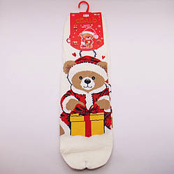 Новорічні шкарпетки жіночі 36-41 білі Coalo 6323