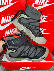Жіночі зимові кросівки Nike ACG Air Terra Antarktik Fur W Khaki Black, черевики Найк текстиль водонепроникн. хутро. Жіноче взуття