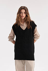 Жіночий жилет-туніка «Гусячі лапки» шоколад