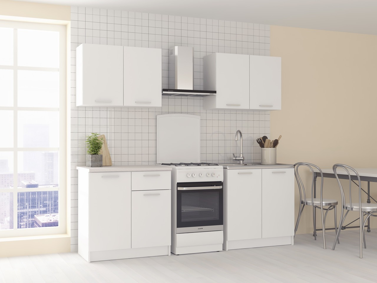 Модульна кухня верхні шафчики і нижні тумби 1.6 м Комплект кухонних меблів 15043 із Ламінованого ДСП, фото 1