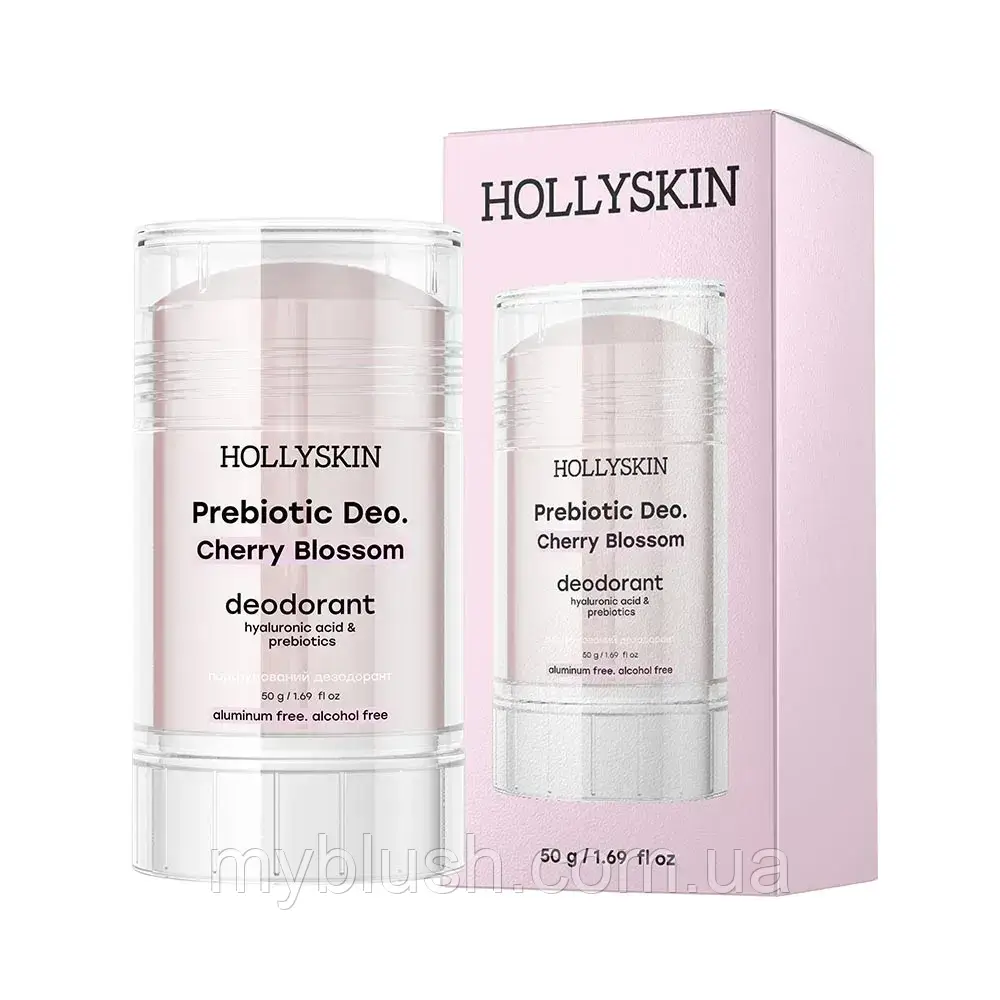 Парфумований дезодорант з гіалуроновою кислотою і пребіотиками HOLLYSKIN Prebiotic Deo. Cherry Blossom 50 г, фото 1