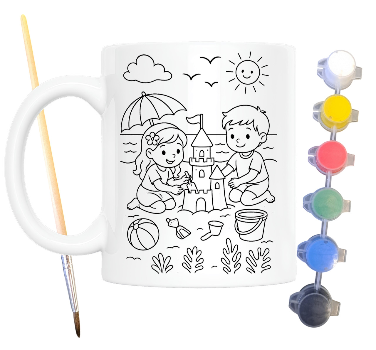 Набір для творчості кружка розмальовка Пісочний замок 330 мл біла (КР0161), фото 1