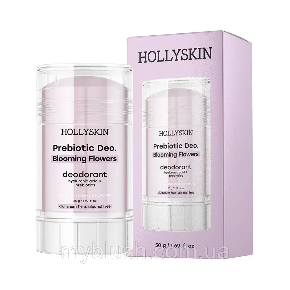 Парфумований дезодорант з гіалуроновою кислотою і пребіотиками HOLLYSKIN Prebiotic Deo. Blooming Flowers 50 г, фото 1