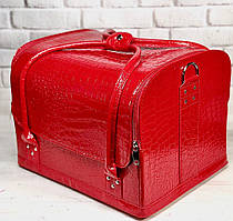 Сумка кейс валіза косметолога Б'юті кейс шкірозамінник великий червоний крокодил для майстрів