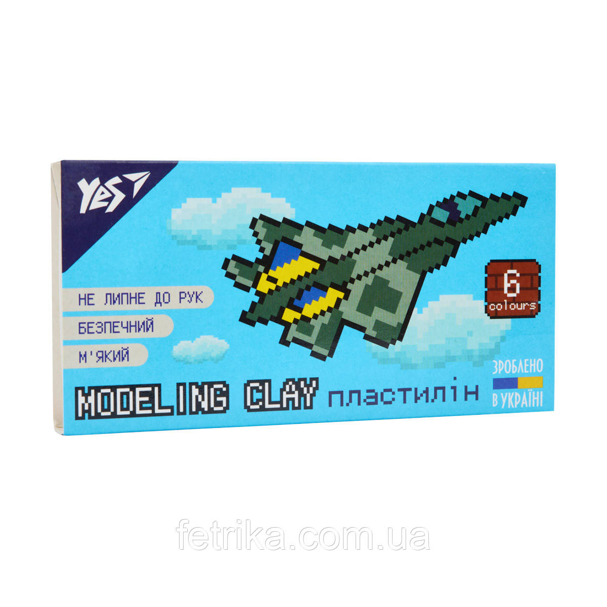 Пластилін YES 8bit UA 6 кольорів 120 г, фото 1