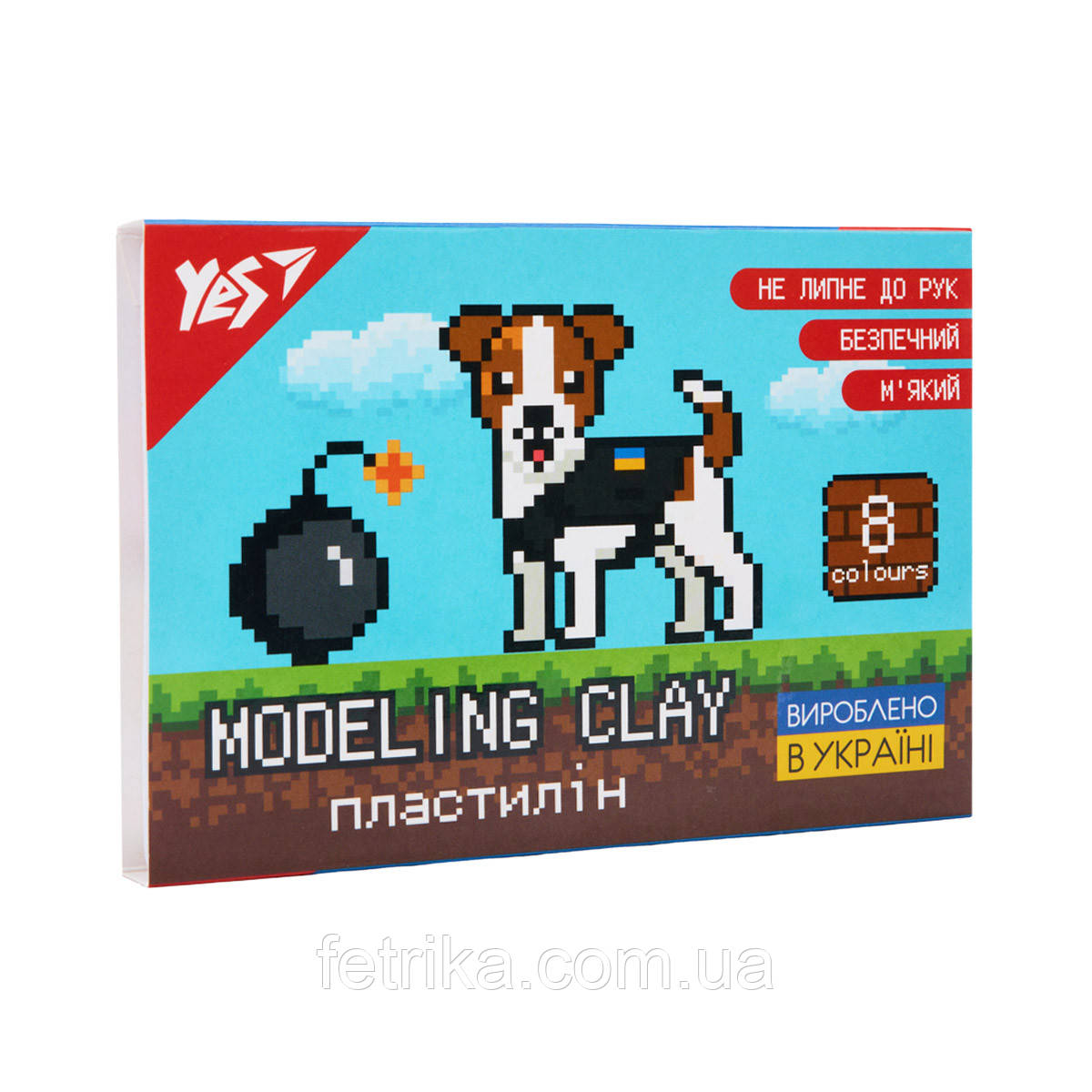 Пластилін YES 8Bit UA 8 кольорів 160 г, фото 1