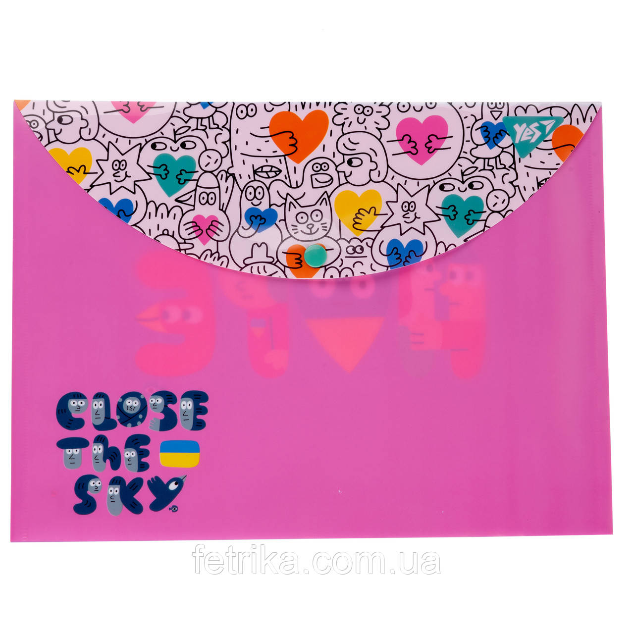 Папка-конверт YES А4 на кнопці Stand with Ukraine, фото 1