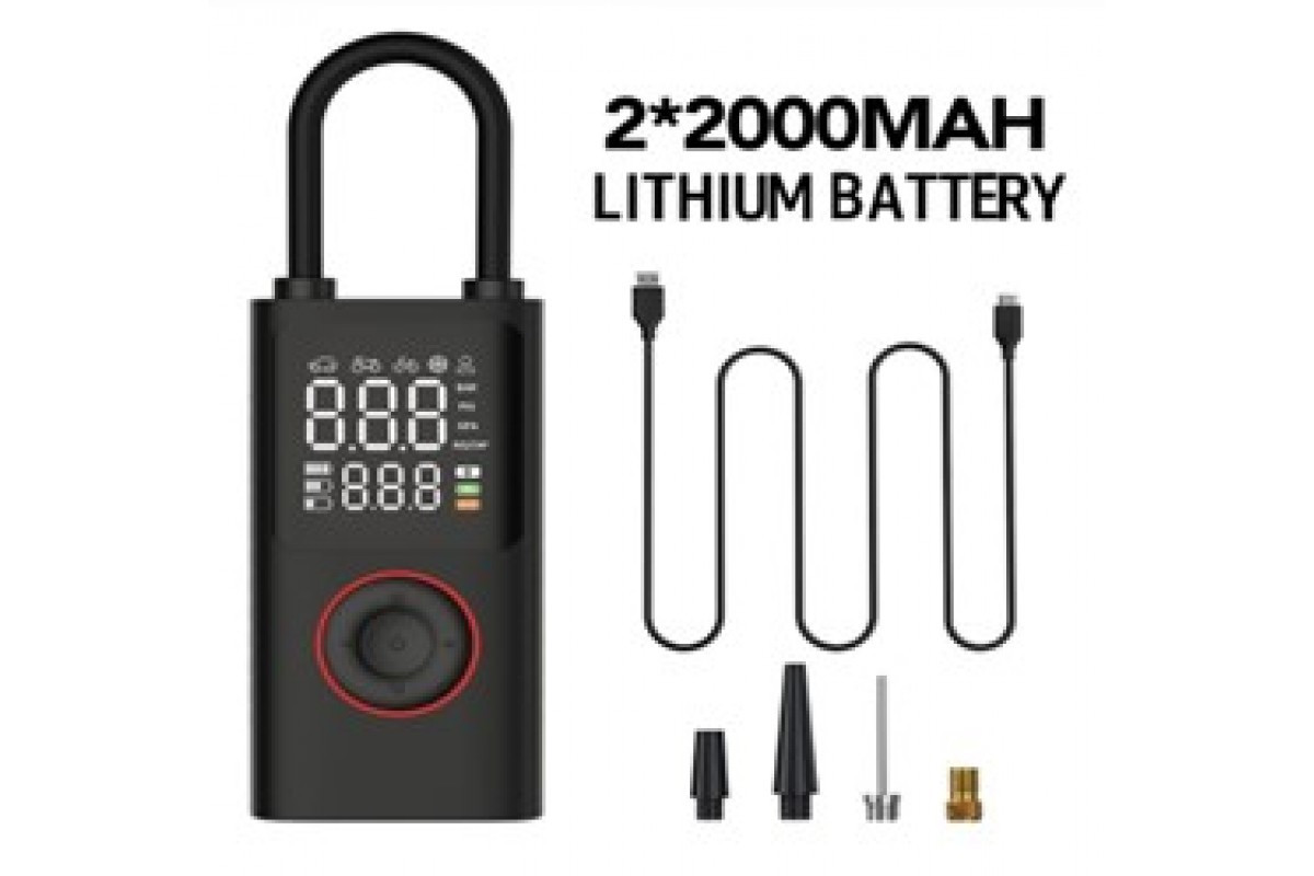 Портативний компресор ATJ-005, міні акумуляторний насос 50Вт, цифровий дисплей, авто вимкнення, LED підсвітка