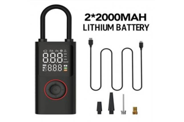 Портативний компресор ATJ-005, міні акумуляторний насос 50Вт, цифровий дисплей, авто вимкнення, LED підсвітка, фото 1