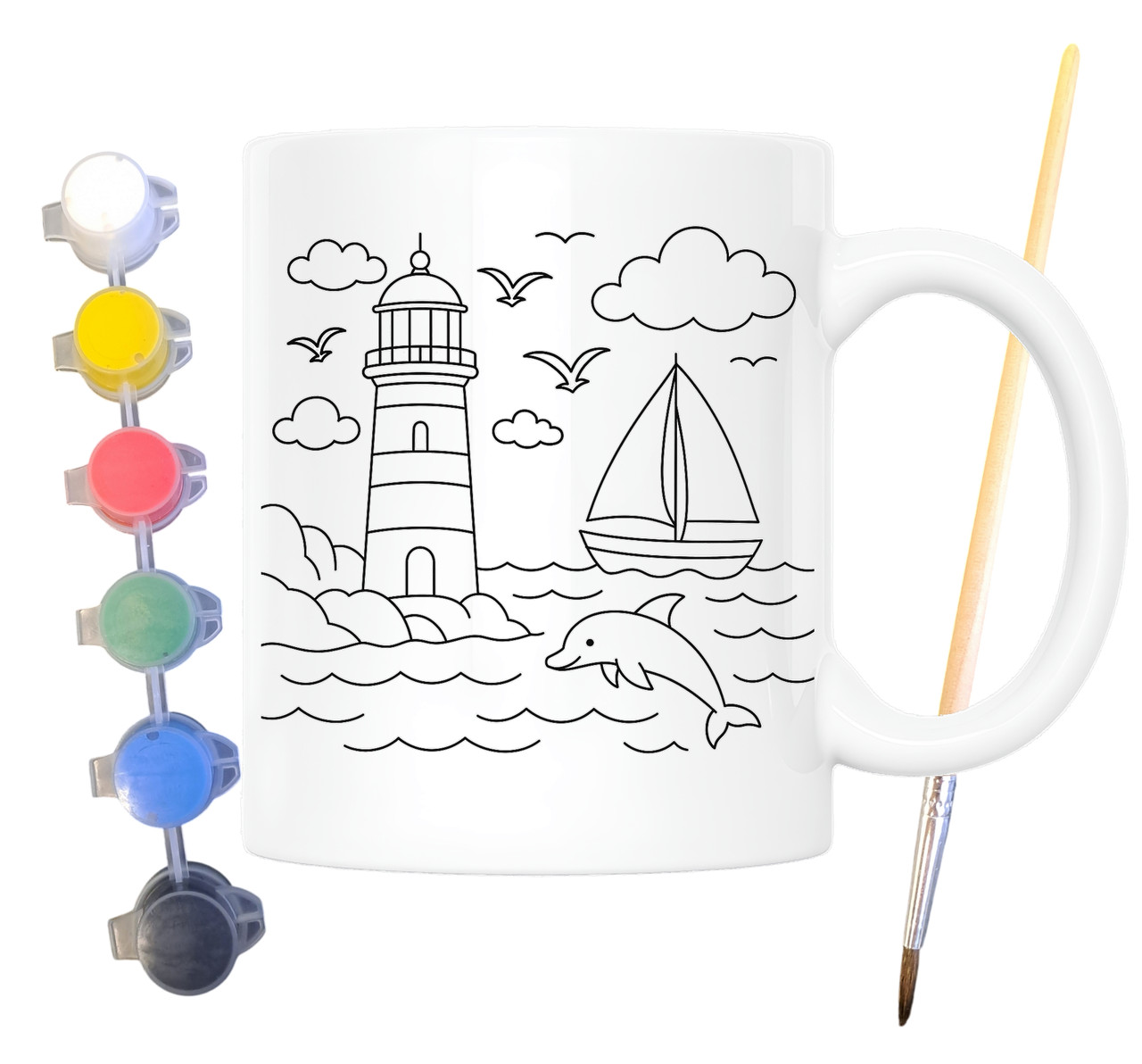 Набір для творчості кружка розмальовка Маяк 330 мл біла (КР0162), фото 1