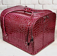 Сумка кейс валіза косметолога Б'юті-кейс шкірозамінник фуксія крокодила для майстрів великої