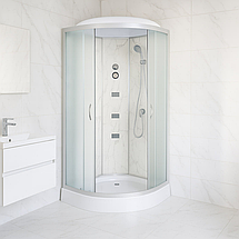 Душовий бокс Vivia TKF90/1 Білий онікс WG 90x90x215 см на низькому піддоні з гідромасажем матове скло, фото 2