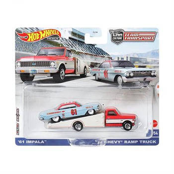 Ігровий набір Hot Wheels Car culture Team Transport автомодель 61 Impala та транспортер 72 Chevy Ramp Truck FLF56/HKF40