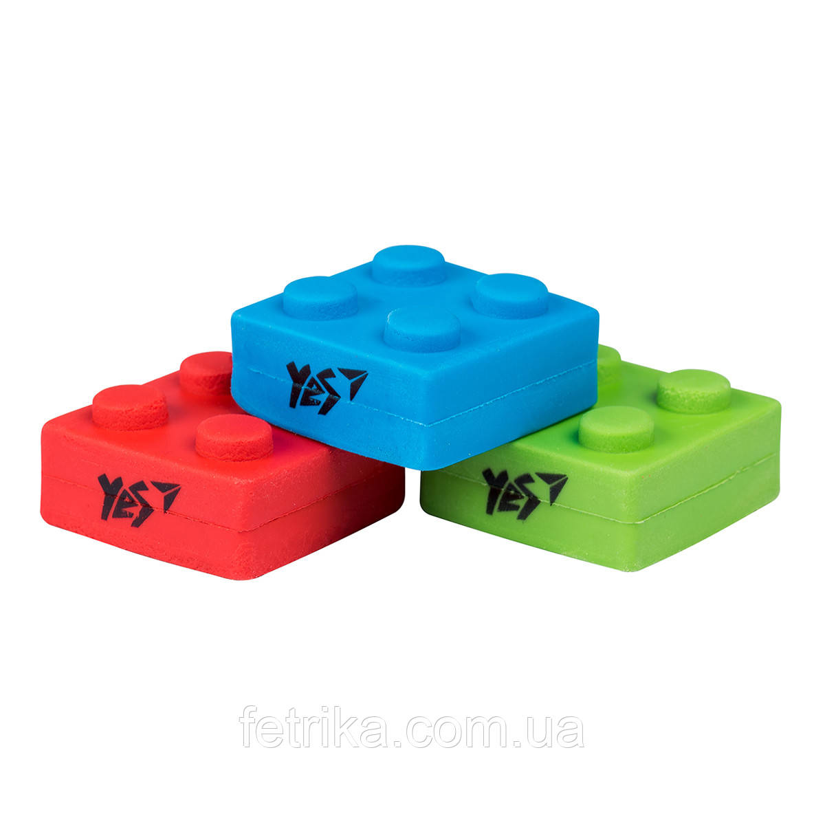 Гумка фігурна YES Blocks 3 кольори в упаковці, фото 1