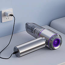 Портативний міні пилосос HL-121, ручний бездротовий вакуумний очищувач для авто, офісу та дому, фото 5