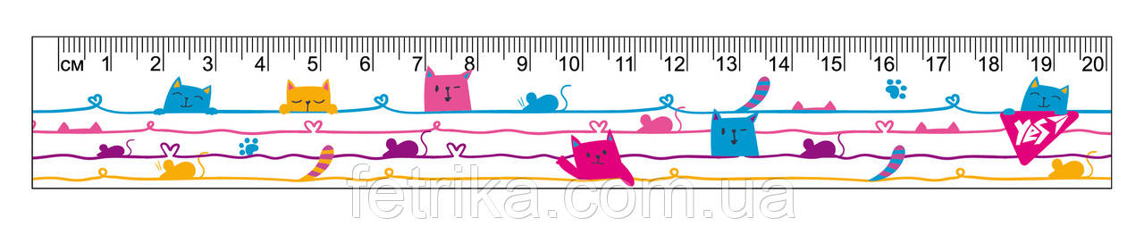 Лінійка YES 20 см Cats, фото 1