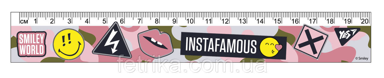 Лінійка YES 20 см Smiley World дівчинка, фото 1