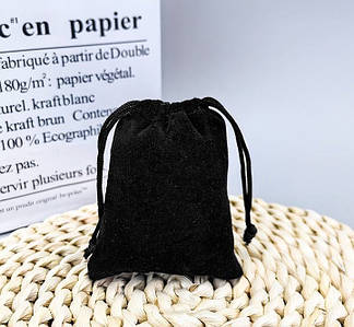 Подарункові мішечки / З велюру / 6,5х8,5см  / Упаковка - 10 шт / Чорний №9