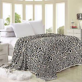 Флісовий плед-покривало Леопардовий принт 160х210 із мікрофібри Велсофт