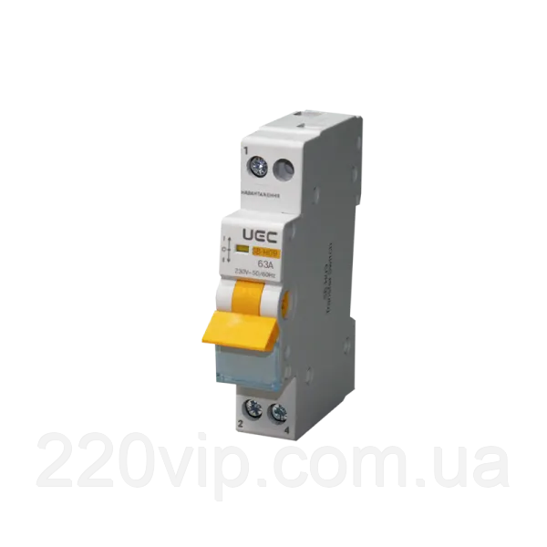 Перемикач 1P 63А SB-H09-63 UEC введення резерву I-0-II трипозиційний MTS-1-063 рубильник модульний вимикач роз'є, фото 1