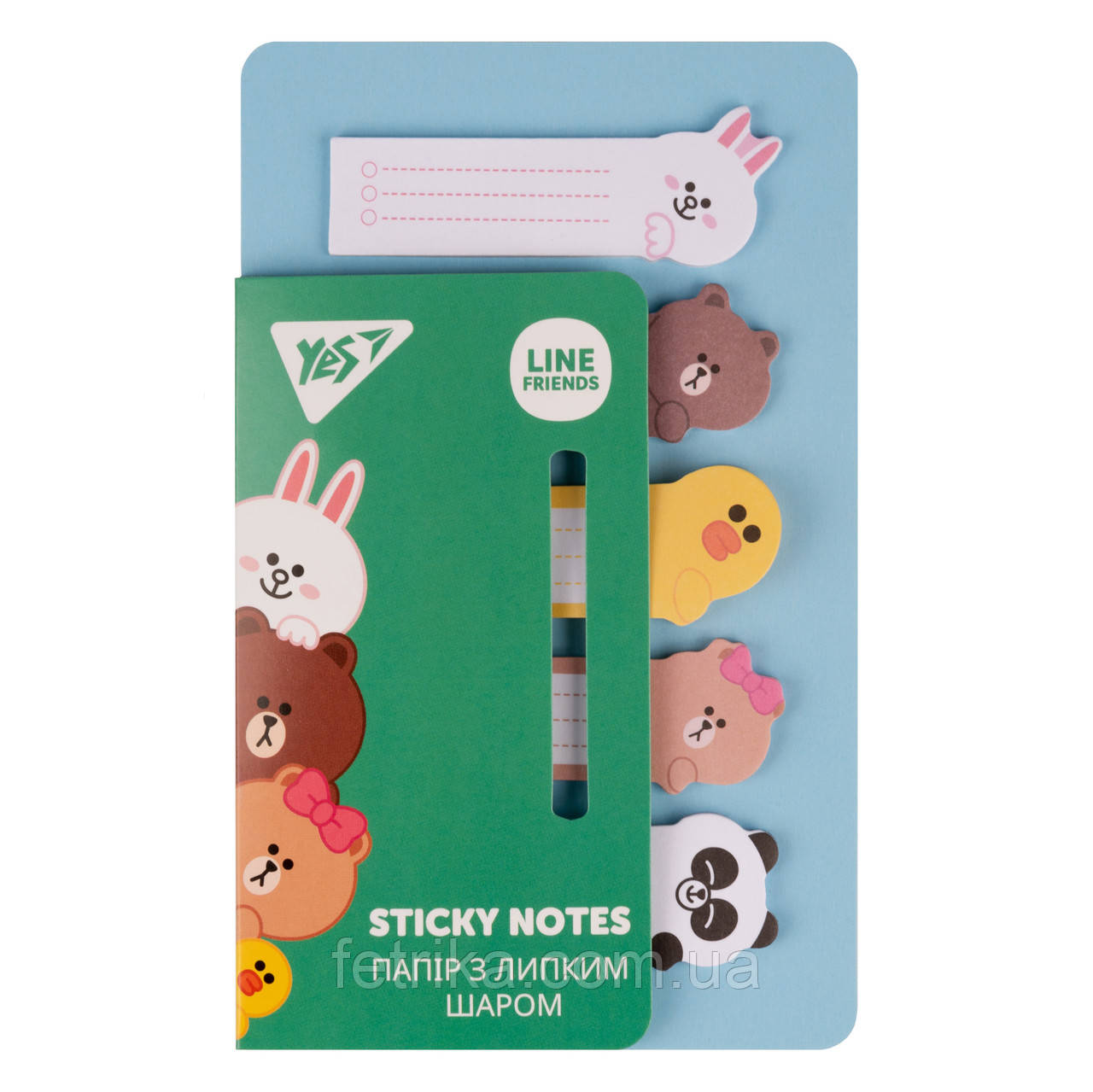 Папір з липким шаром YES Line Friends в наборі 100 аркушів (5х20), фото 1