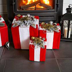 Новорічний декор прикраси для будинку коробки під ялинку червоні