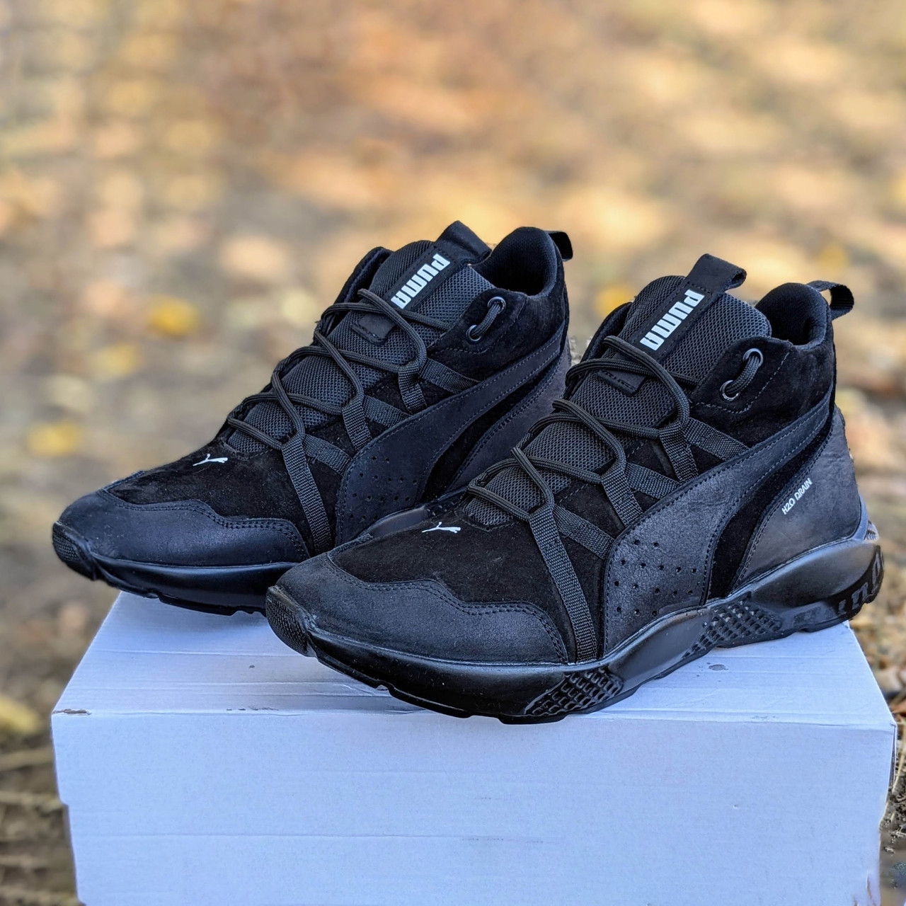 Зимові чоловічі шкіряні черевики, кросівки чорні утеплені з натуральної шкіри на хутрі на зиму для чоловіків, розмір 40-45, фото 1