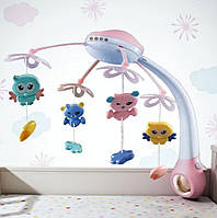 Карусель-проектор, 20 мелодій, на ліжечко з ПУ та проектор "Зоряного неба" 56810, рожевий