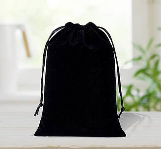 Подарункові мішечки / З велюру / 9х14см  / Упаковка - 10 шт / Чорний №10