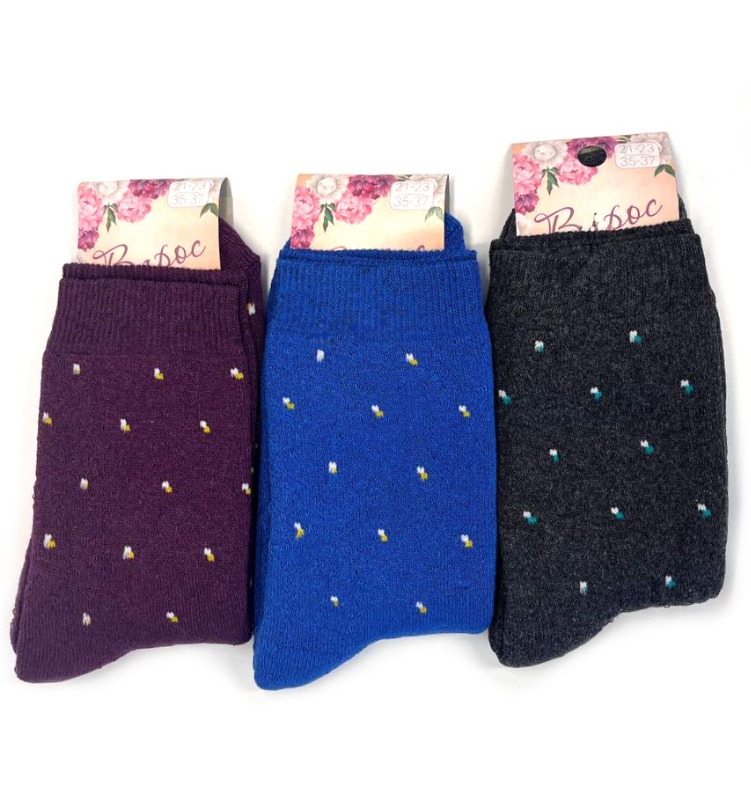 Шкарпетки жіночі повна махра Крапки асорті 23-25 р. (12 пар!) (Зимові) Варос, фото 1