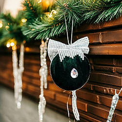 Новорічна куля на ялинку оксамитовий святковий Бантик зелений 8 см