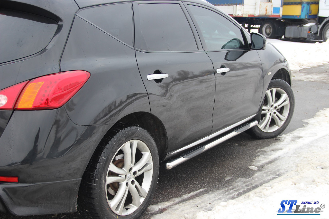 Бічні пороги труби на Nissan Murano 2008-2014 Підніжки труби Ніссан Мурано D60 з накладками