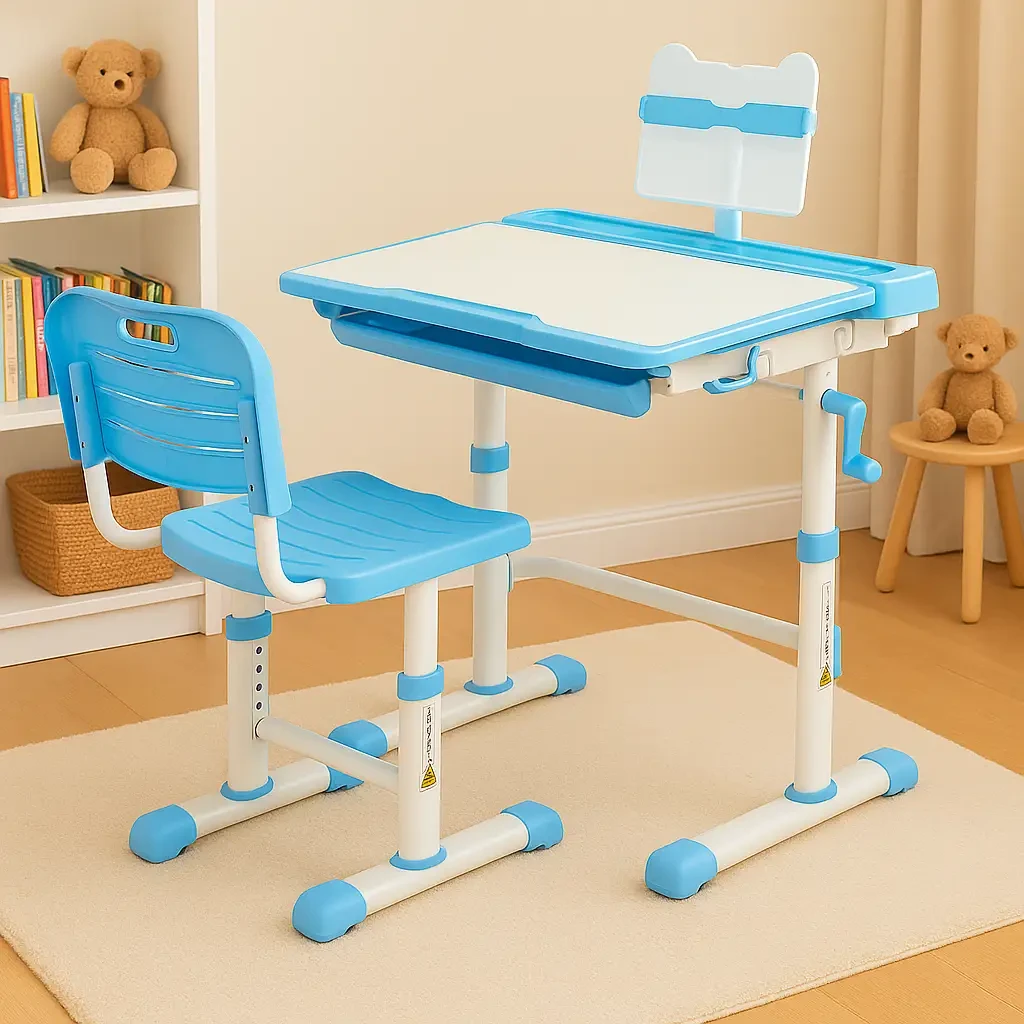 Дитяча парта з регулюванням висоти Bambi блакитна, фото 1