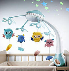 Карусель-проектор, 20 мелодій, на ліжечко з ПУ та проектор Зоряного неба" 44753, блакитний