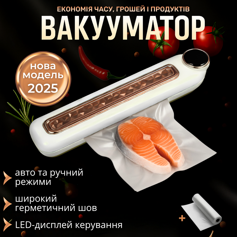 Вакууматор для продуктів, вакууматор побутовий, вакууматор для дому Hechpro (YQ-666), фото 1