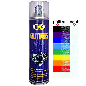 Акриловий лак спрей прозорий з блакитно-сріблястими блискітками Bosny 400 Crystal Glitters 300мл