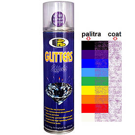 Акриловий лак спрей прозорий з фіолетовими блискітками Bosny 300 Fantasy Glitters 300мл