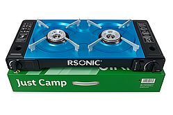 Газова плита портативна туристична Just Camp 4016 з двома конфорками (2.3 кВт)