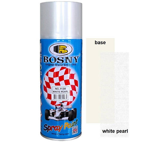 Акриловий лак спрей білий перламутр Bosny 1130 White Pearl Spray 400мл, фото 1