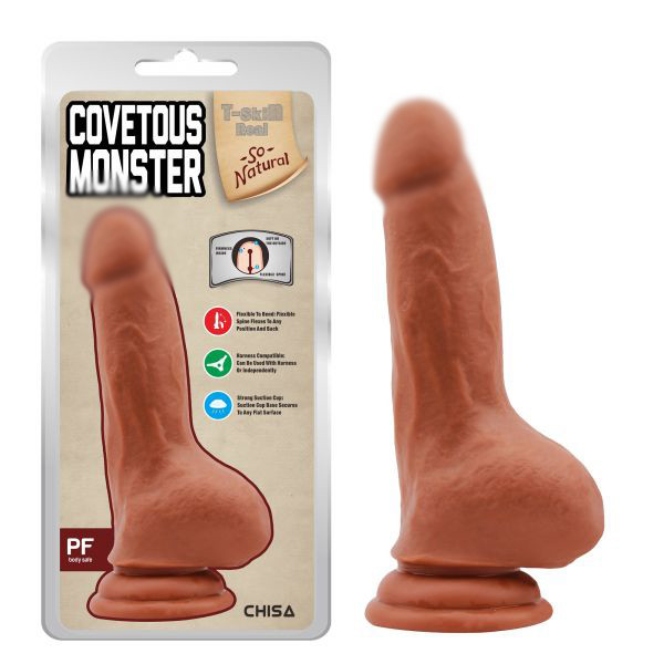 Фаллоімітатор на присоску, фалос реалістичний Covetous Monster подвійна щільність гнучкий хребет, фото 1