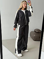 Теплий костюм жіночий двосторонній фліс кофта на блискавці та штани