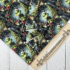 Стрейч кулір принт "Новорічний Грінч" - 180см. (діджитал)