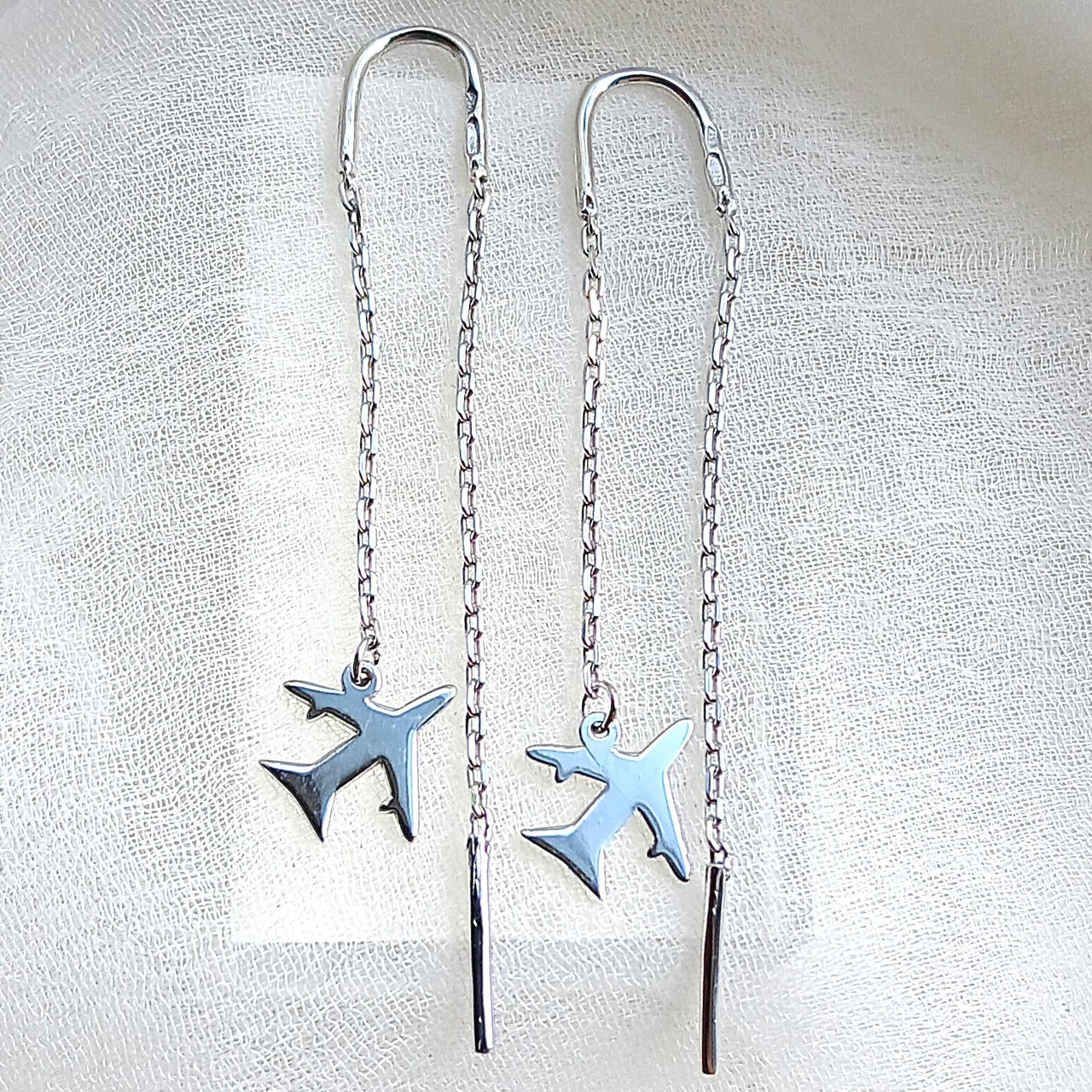 Протяжки срібні сережки літак  мрія, фото 1